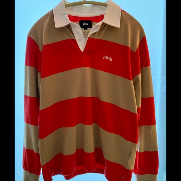 Stussy Other - Stussy long sleeve striped polo shirt